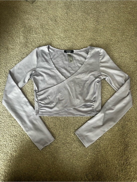 Otos Tops - OTOS Lilac Long-Sleeve Wrap Crop Top